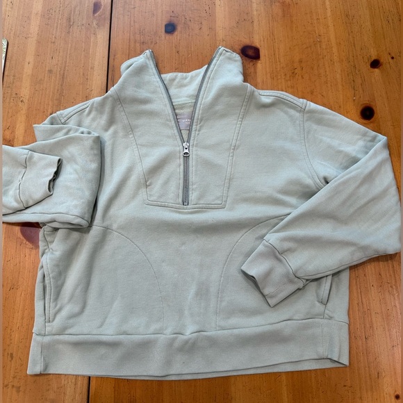 Everlane Light Sage Gray Quarter-Zip Pullover - Picture 1 of 5